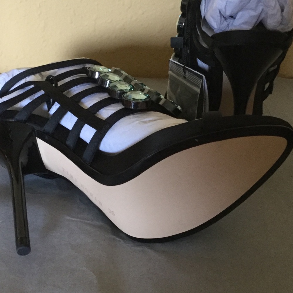 NWT Zara Jeweled Satin Heels - Picture 5 of 10